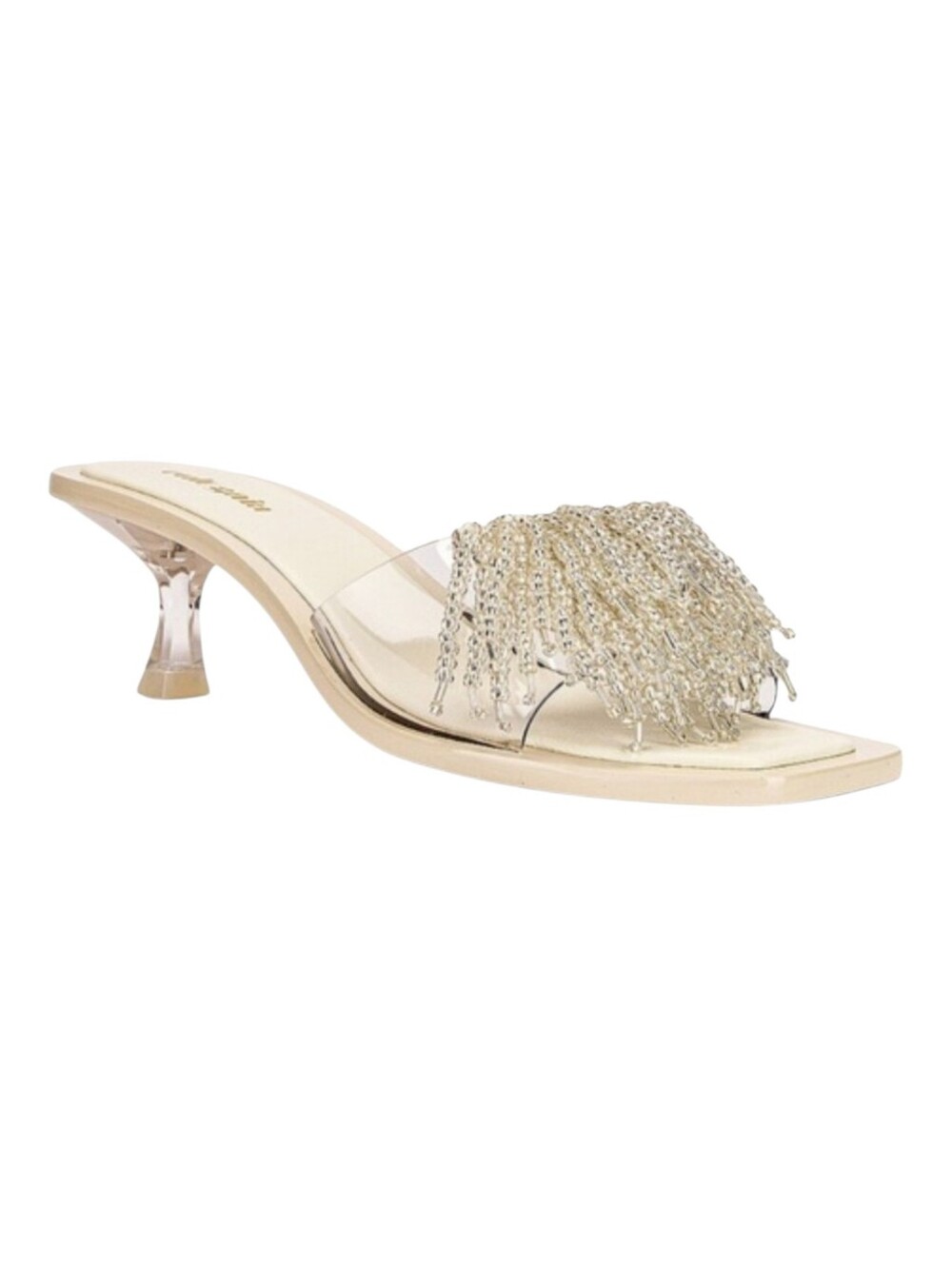 Cult Gaia Uma Fringe Beaded PVC Wooden Event Heels Sandals
